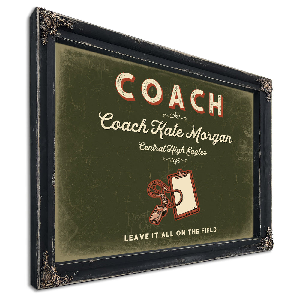 Personalized Coach Sign, Leave It All on the Field, Olive & Brick, image 1