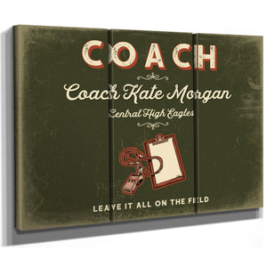 Personalized Coach Sign, Leave It All on the Field, Olive & Brick, image 14