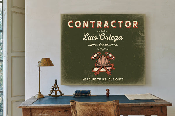 Personalized Contractor Sign, Measure Twice, Cut Once, Olive & Brick, image 2