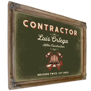 Personalized Contractor Sign, Measure Twice, Cut Once, Olive & Brick, image 6