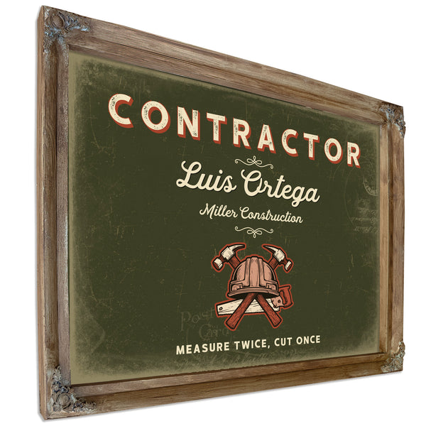 Personalized Contractor Sign, Measure Twice, Cut Once, Olive & Brick, image 6