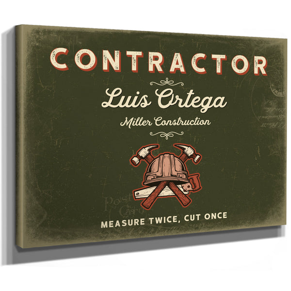 Personalized Contractor Sign, Measure Twice, Cut Once, Olive & Brick, image 8