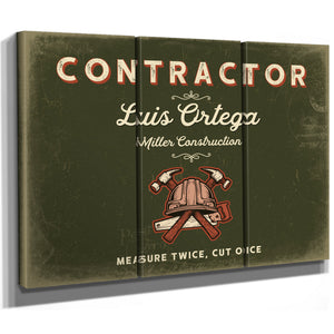 Personalized Contractor Sign, Measure Twice, Cut Once, Olive & Brick, image 14