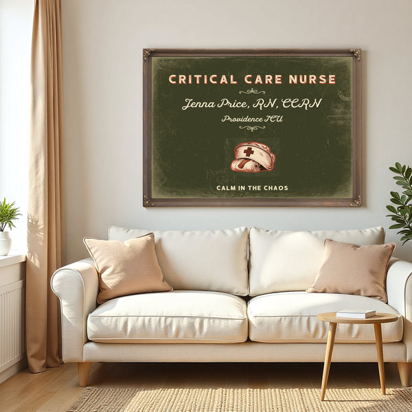 Personalized Critical Care Nurse Sign, Calm in the Chaos, Olive & Brick, image 5