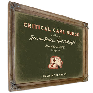Personalized Critical Care Nurse Sign, Calm in the Chaos, Olive & Brick, image 6