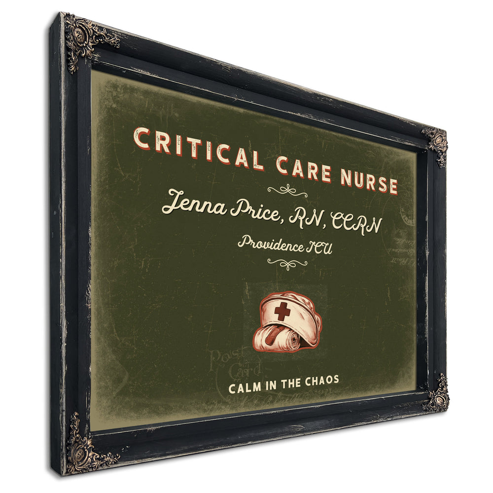 Personalized Critical Care Nurse Sign, Calm in the Chaos, Olive & Brick, image 1