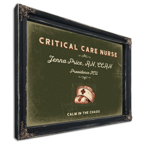Personalized Critical Care Nurse Sign, Calm in the Chaos, Olive & Brick, image 1
