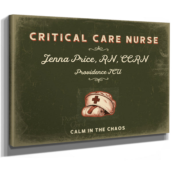 Personalized Critical Care Nurse Sign, Calm in the Chaos, Olive & Brick, image 8