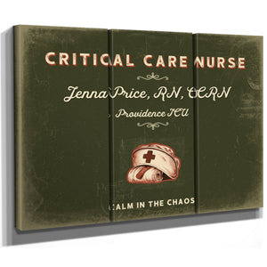 Personalized Critical Care Nurse Sign, Calm in the Chaos, Olive & Brick, image 14
