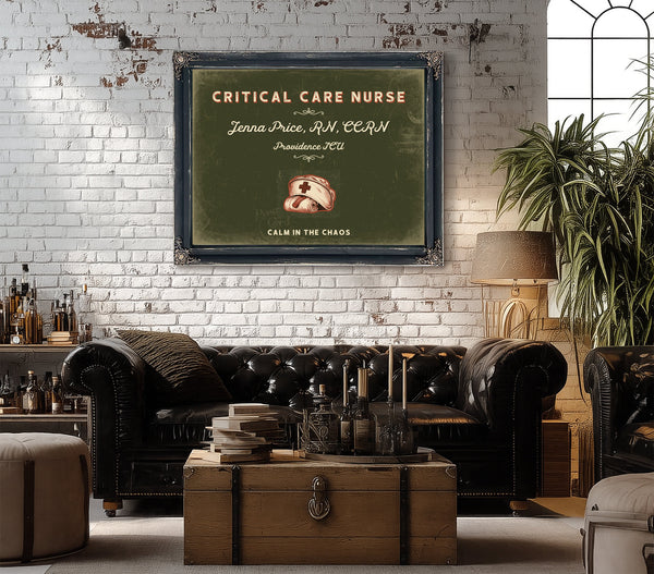 Personalized Critical Care Nurse Sign, Calm in the Chaos, Olive & Brick, image 18