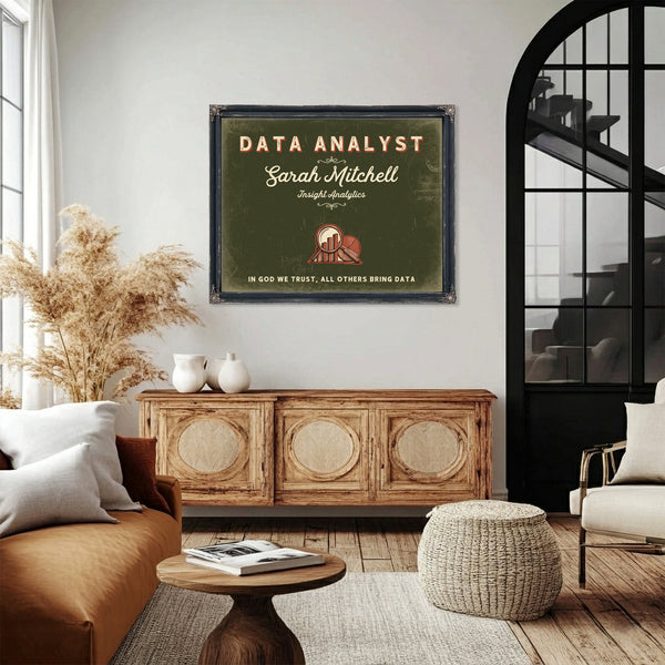 Personalized Data Analyst Sign, In God We Trust, All Others Bring Data, Olive & Brick, image 4