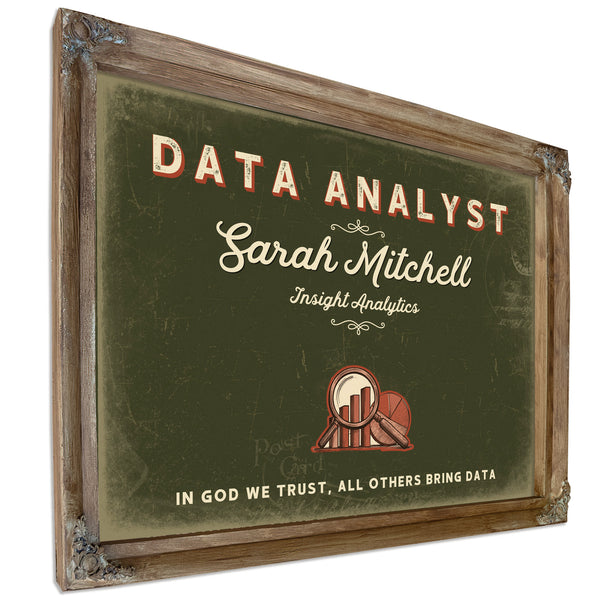 Personalized Data Analyst Sign, In God We Trust, All Others Bring Data, Olive & Brick, image 6