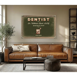 Personalized Dentist Sign, Open Wide, Olive & Brick, image 3