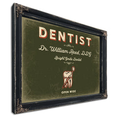 Personalized Dentist Sign, Open Wide, Olive & Brick, image 1
