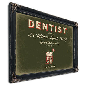 Personalized Dentist Sign, Open Wide, Olive & Brick, image 1
