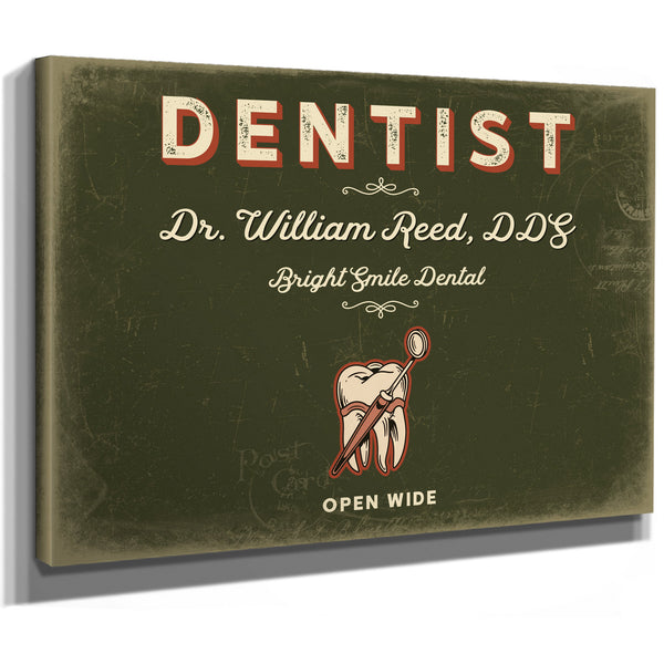 Personalized Dentist Sign, Open Wide, Olive & Brick, image 8
