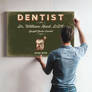 Personalized Dentist Sign, Open Wide, Olive & Brick, image 9