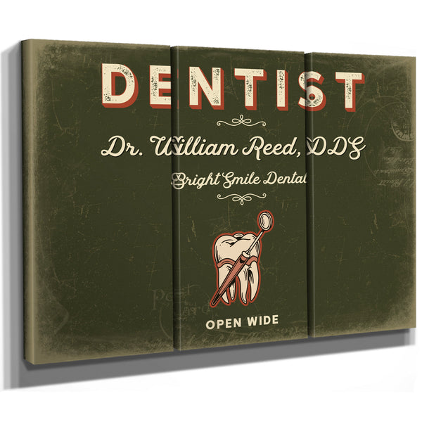 Personalized Dentist Sign, Open Wide, Olive & Brick, image 14