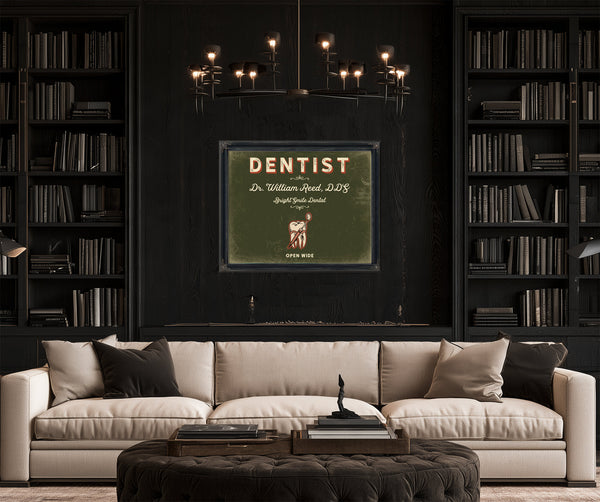 Personalized Dentist Sign, Open Wide, Olive & Brick, image 16