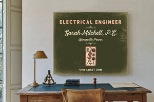Personalized Electrical Engineer Sign, Ohm Sweet Ohm, Olive & Brick, image 2