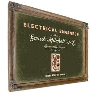 Personalized Electrical Engineer Sign, Ohm Sweet Ohm, Olive & Brick, image 6