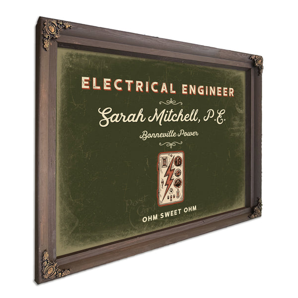 Personalized Electrical Engineer Sign, Ohm Sweet Ohm, Olive & Brick, image 7