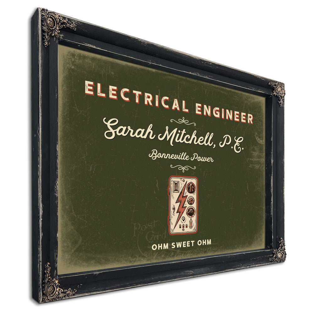 Personalized Electrical Engineer Sign, Ohm Sweet Ohm, Olive & Brick, image 1