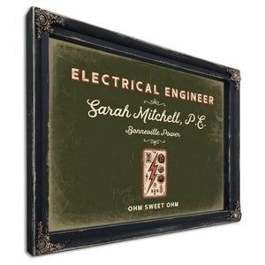 Personalized Electrical Engineer Sign, Ohm Sweet Ohm, Olive & Brick, image 1