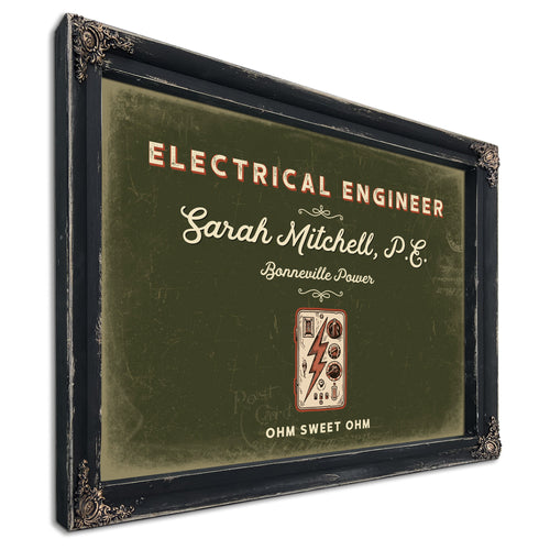 Personalized Electrical Engineer Sign, Ohm Sweet Ohm, Olive & Brick, image 1