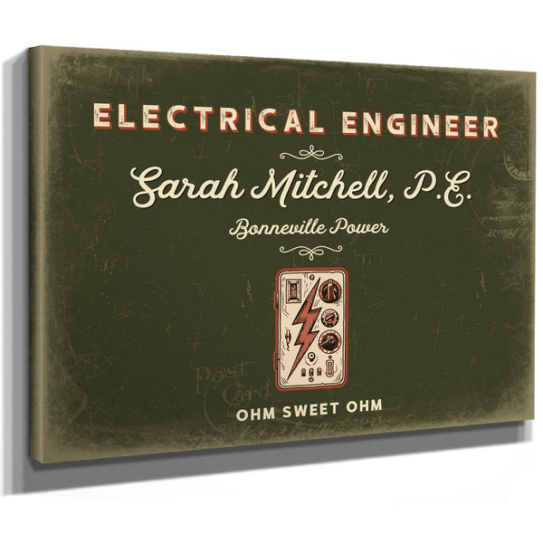 Personalized Electrical Engineer Sign, Ohm Sweet Ohm, Olive & Brick, image 8