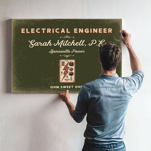 Personalized Electrical Engineer Sign, Ohm Sweet Ohm, Olive & Brick, image 9