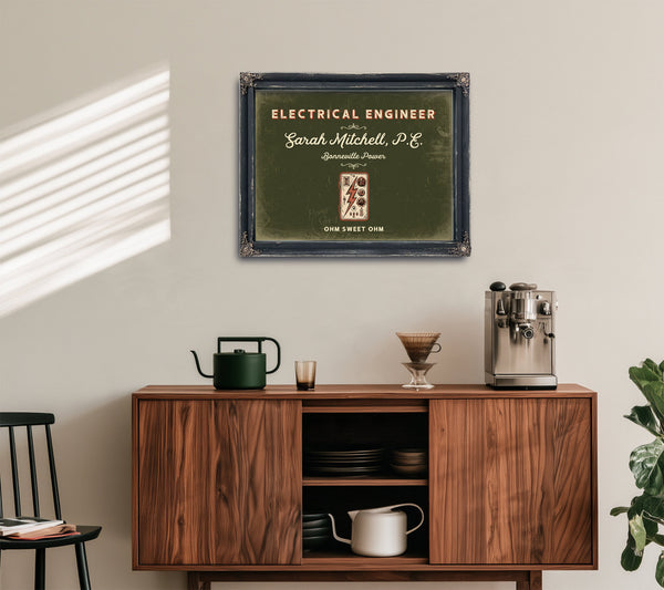 Personalized Electrical Engineer Sign, Ohm Sweet Ohm, Olive & Brick, image 15