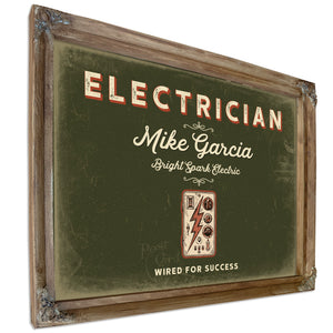Personalized Electrician Sign, Wired for Success, Olive & Brick, image 6