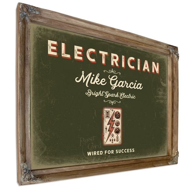 Personalized Electrician Sign, Wired for Success, Olive & Brick, image 6