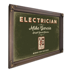 Personalized Electrician Sign, Wired for Success, Olive & Brick, image 7