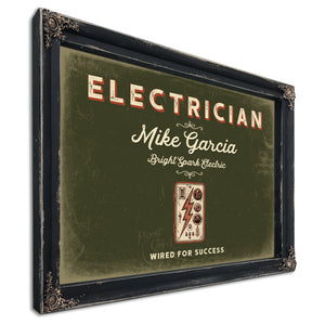 Personalized Electrician Sign, Wired for Success, Olive & Brick, image 1