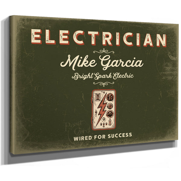 Personalized Electrician Sign, Wired for Success, Olive & Brick, image 8