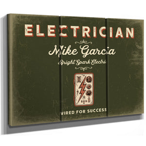 Personalized Electrician Sign, Wired for Success, Olive & Brick, image 14