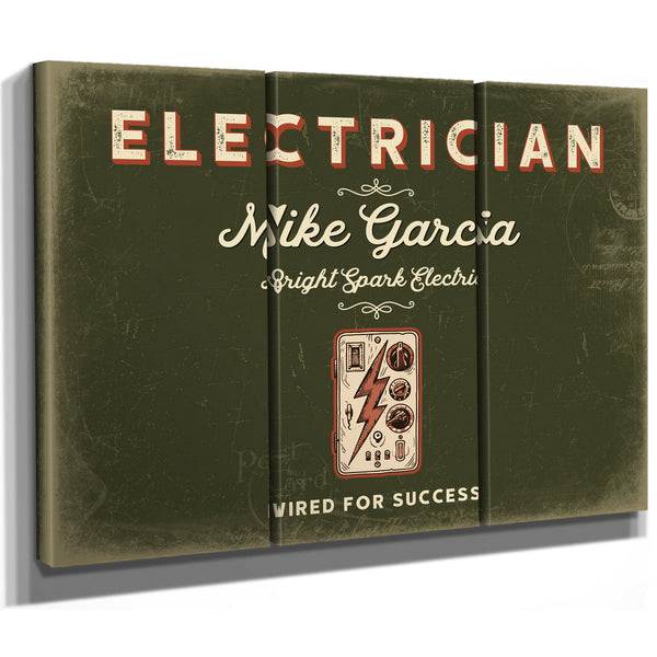 Personalized Electrician Sign, Wired for Success, Olive & Brick, image 14