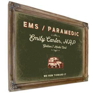 Personalized Paramedic Sign, We Run Toward It, Olive & Brick, image 6