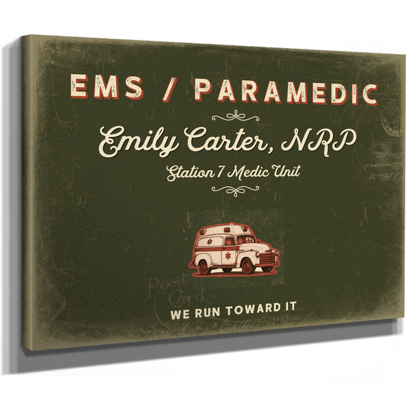Personalized Paramedic Sign, We Run Toward It, Olive & Brick, image 8