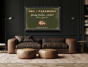 Personalized Paramedic Sign, We Run Toward It, Olive & Brick, image 17