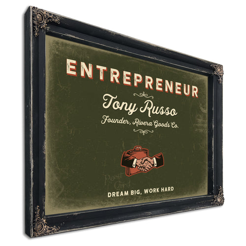 Personalized Entrepreneur Sign, Dream Big, Work Hard, Olive & Brick, image 1