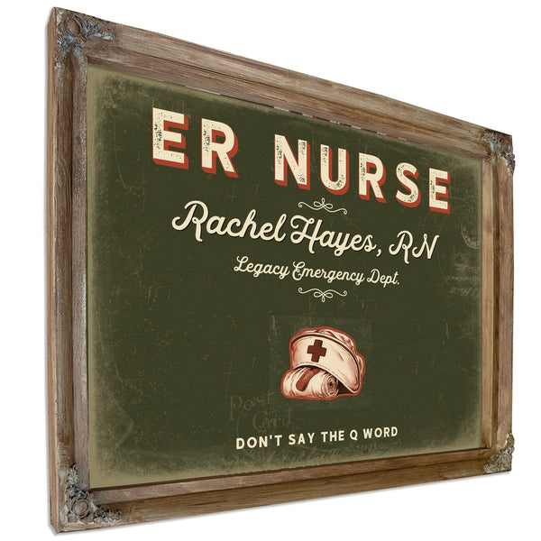 Personalized ER Nurse Sign, Don't Say the Q Word, Olive & Brick, image 6