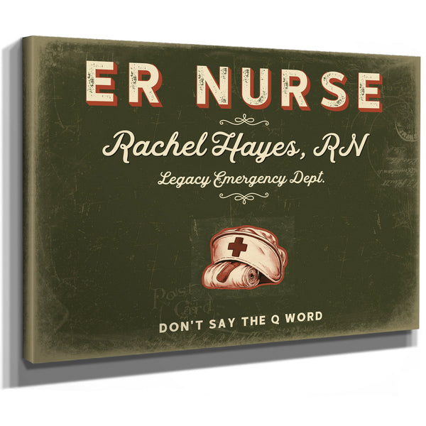 Personalized ER Nurse Sign, Don't Say the Q Word, Olive & Brick, image 8