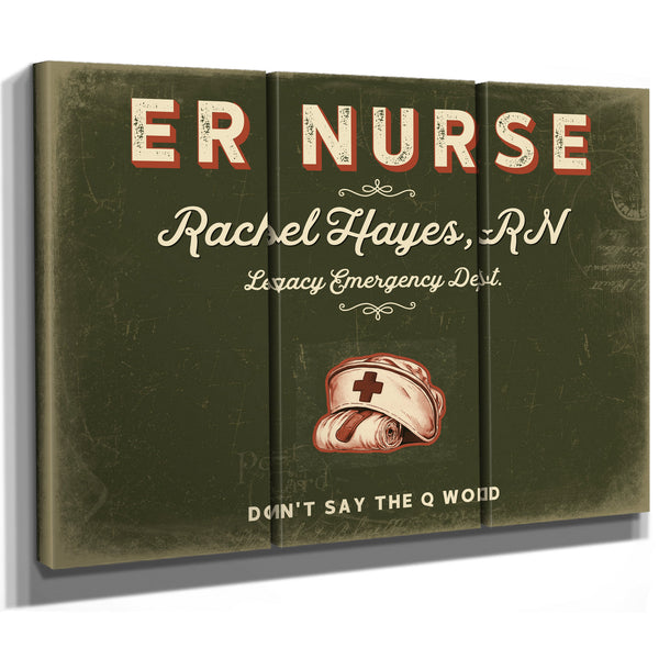 Personalized ER Nurse Sign, Don't Say the Q Word, Olive & Brick, image 14