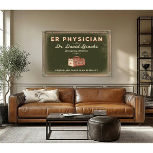 Personalized ER Physician Sign, Controlled Chaos Is My Specialty, Olive & Brick, image 3