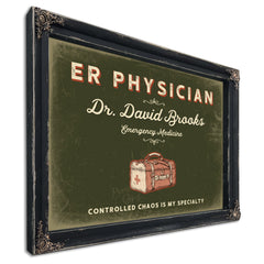 Personalized ER Physician Sign, Controlled Chaos Is My Specialty, Olive & Brick, image 1