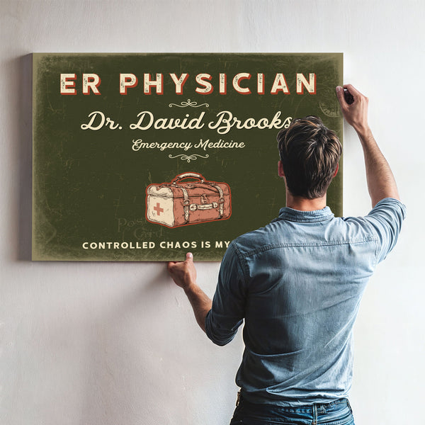 Personalized ER Physician Sign, Controlled Chaos Is My Specialty, Olive & Brick, image 9