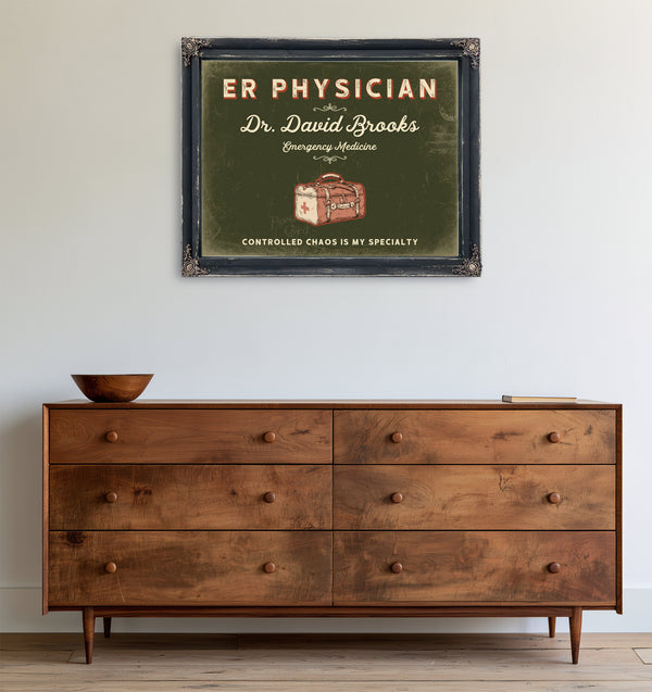 Personalized ER Physician Sign, Controlled Chaos Is My Specialty, Olive & Brick, image 19